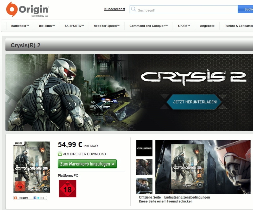 Die Preisgestaltung in EAs Origin-Store ist ambitioniert. Lassen sich so Steam-Nutzer abwerben?