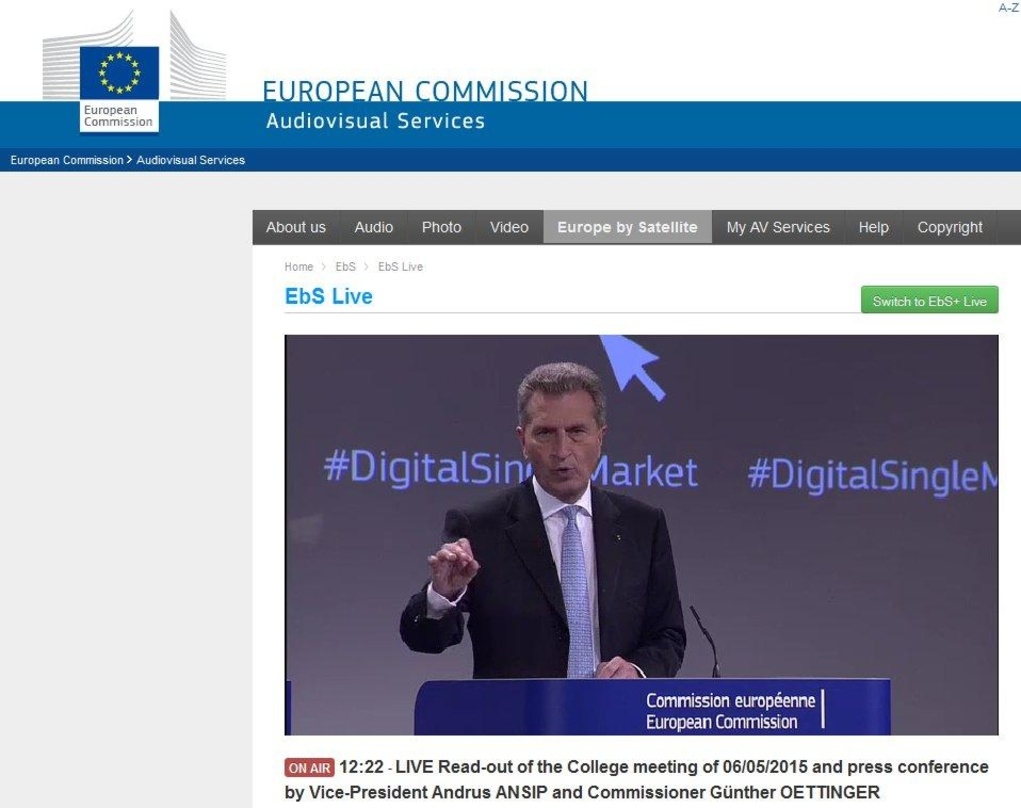 Bei der Präsentation ihrer europäischen Strategie für den digitalen Binnenmarkt: EU-Digitalkommissar Günther Oettinger ...