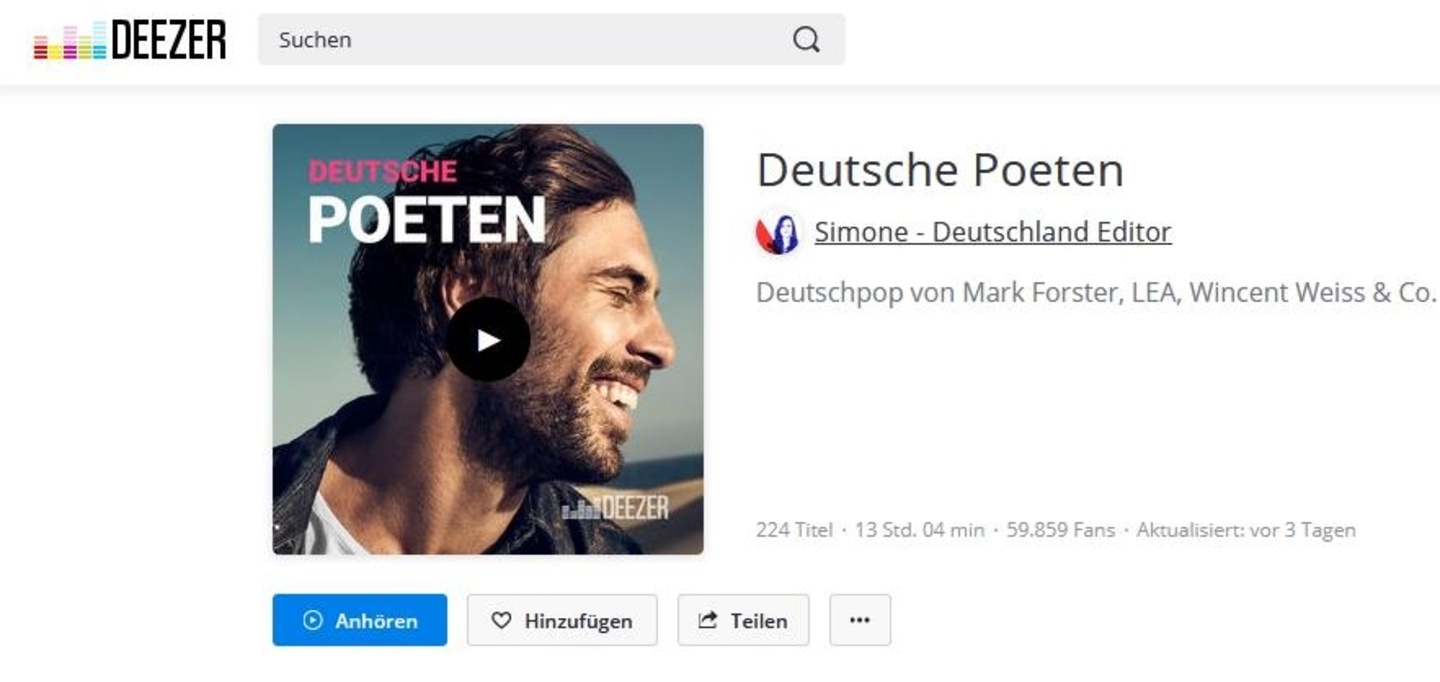 Bietet ein Platz für die Teilnehmer der SongsCon: Die Playlist "Deutsche Poeten"