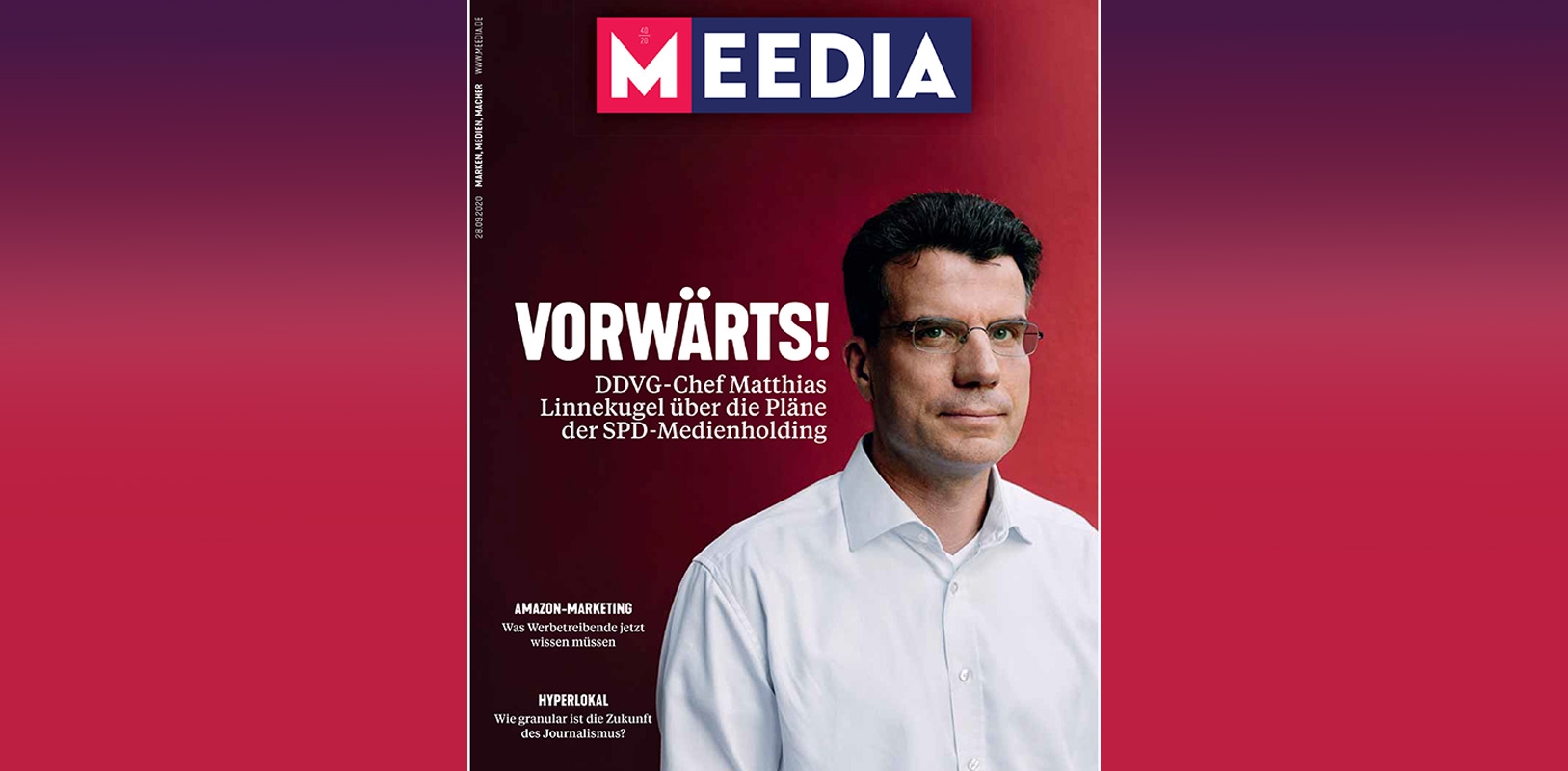 Das ist die neue MEEDIA. In Ausgabe 40 lesen Sie unter anderem das große Interview mit DDVG-Geschäftsführer Matthias Linnekugel. Foto: Henning Kretschmer