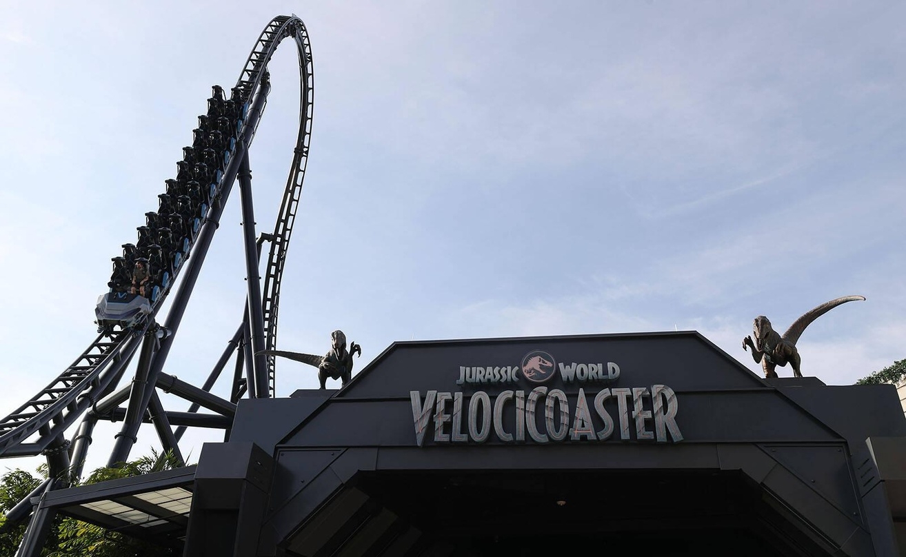 Eine der neuen Attraktionen im Universal-Themenpark in Orlando: der Jurassic World VelociCoaster