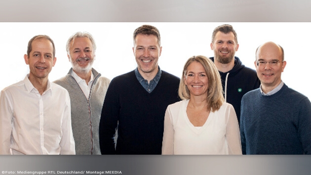 Das neue Führungsteam von RTL mit G+J-Produktchef Stephan Schäfer (li.), CEO Bernd Reichart (mi.) sowie Matthias Dang, Julia Reuter Alexander Glatz und Jan Wachtel (v.li.n.re.)