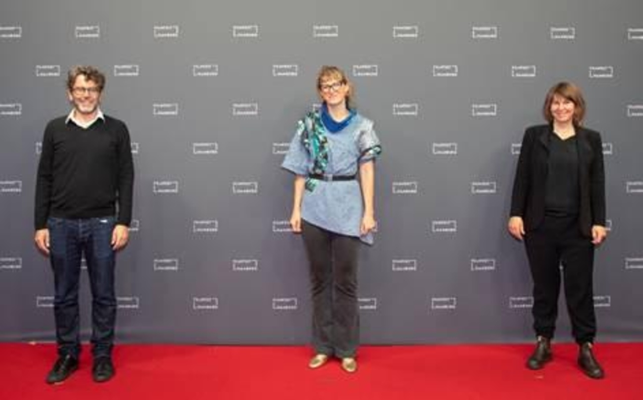 Produzent Roman Paul, Regisseurin Jasmila Zbanic und Kamerafrau Christine A. Maier (v.l.n.r.) bei der Deutschlandpremiere von "Quo Vadis, Aida" auf dem Filmfest Hamburg 