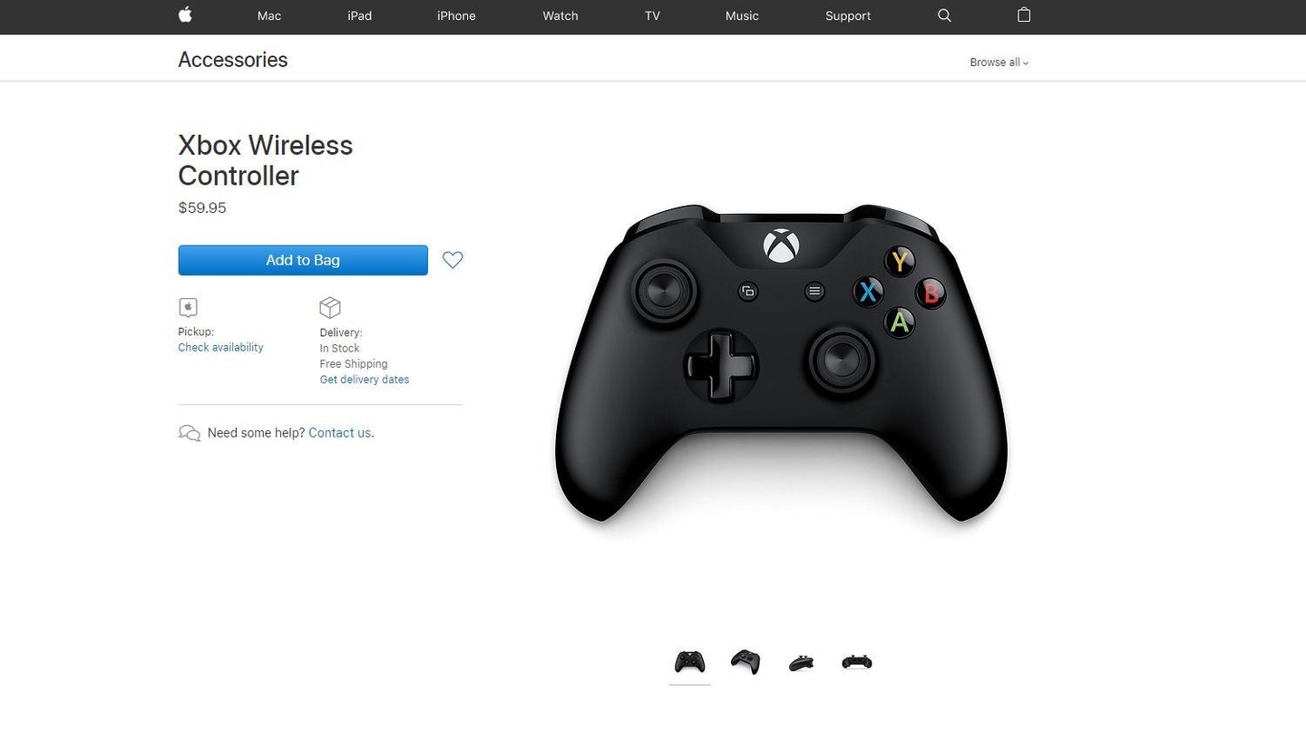 Xbox Controller gibt es auf der Apple Website zu kaufen