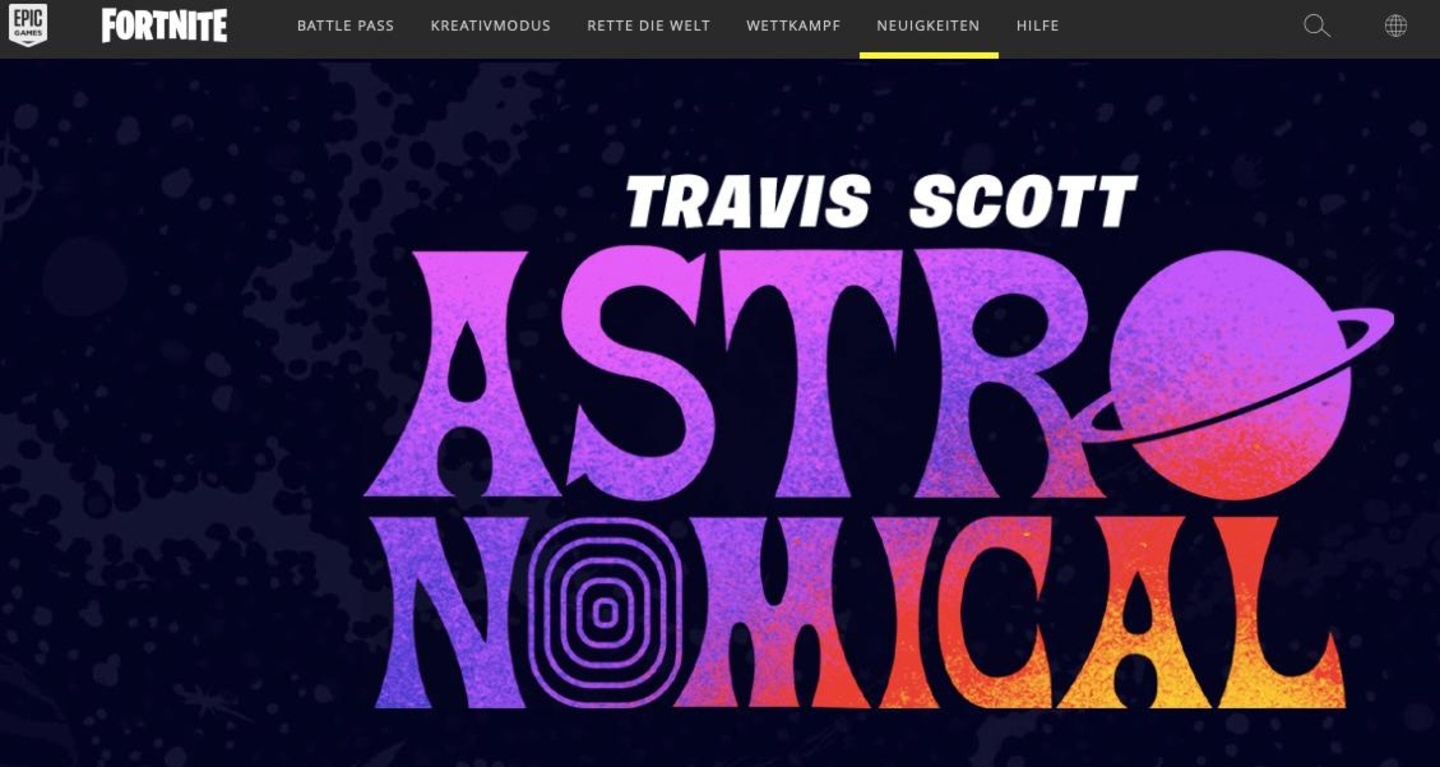 Lockte mehr Nutzer an als die Show von Marshmallo Anfang 2018: das "Astronomical"-Event im Fortritte-Ballerspiel mit Rapper Travis Scott