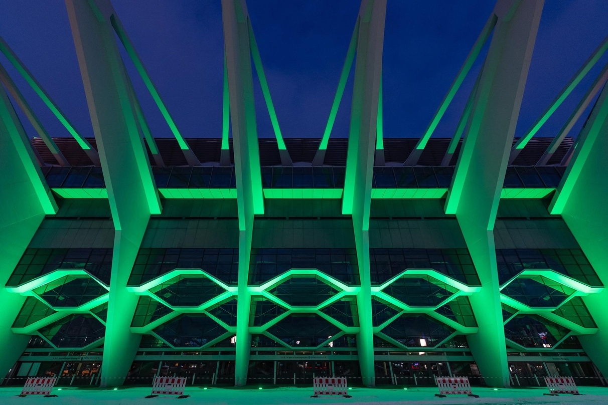 Illuminiert im jazzahead-Grün: die ÖVB-Arena in Bremen