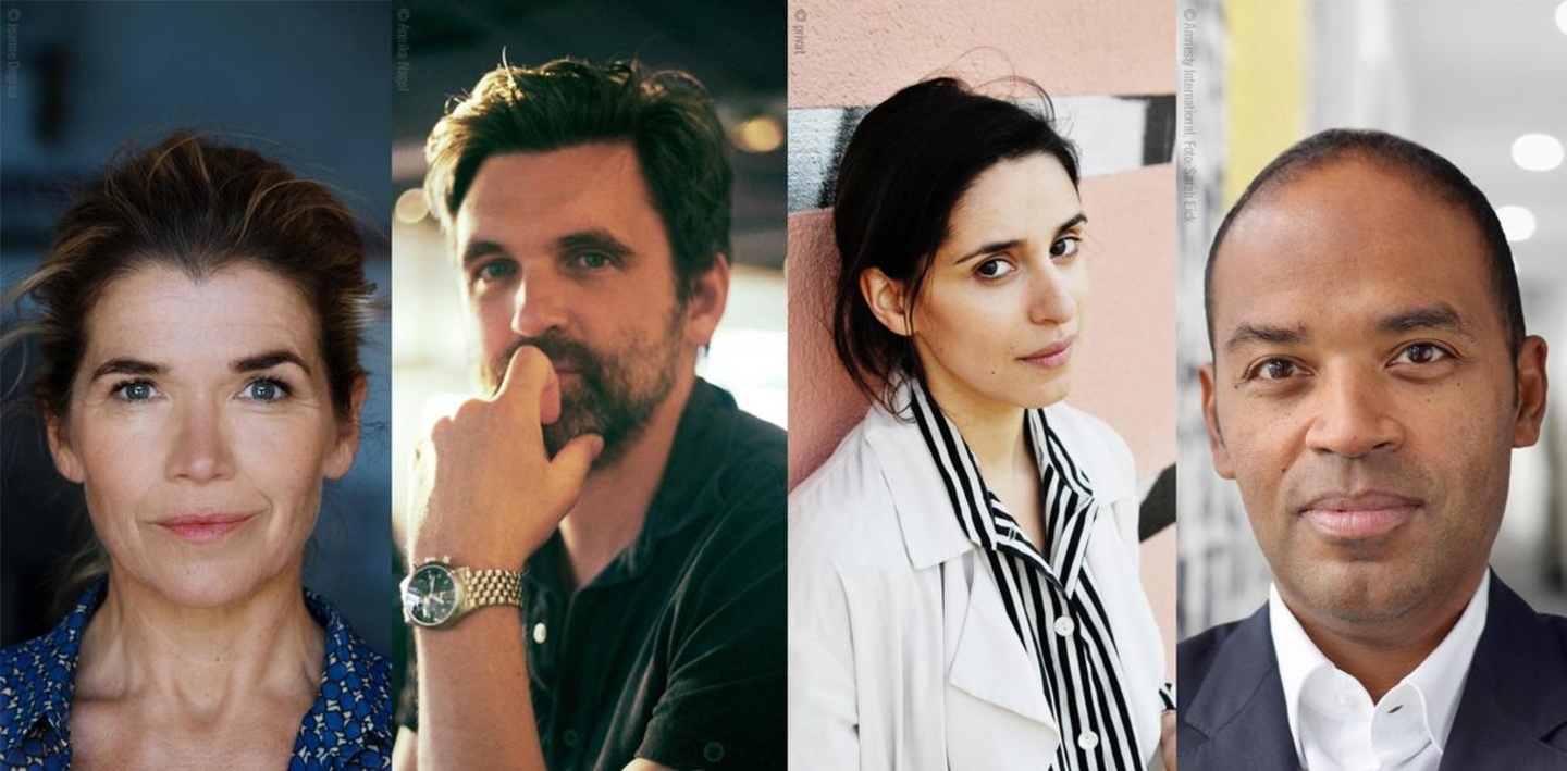 Die Mitglieder der Amnesty-Jury auf der Berlinale 2020 (v.l.n.r.): Anke Engelke, Sebastian Schipper, Maryam Zaree und Markus N. Beeko 