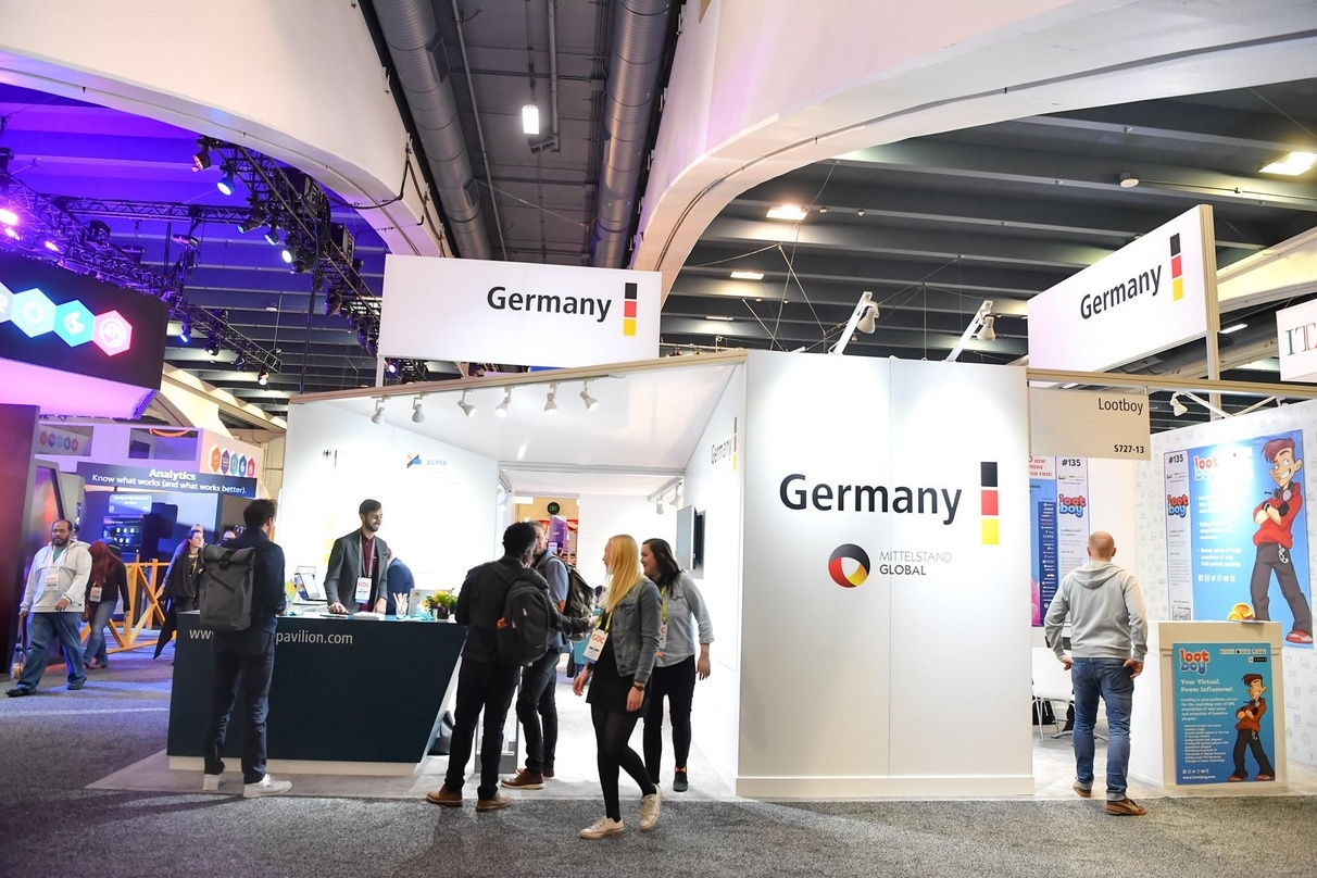 2018 präsentierte sich der deutsche Gemeinschaftsstand auf der GDC Expo in dieser Aufmachung.