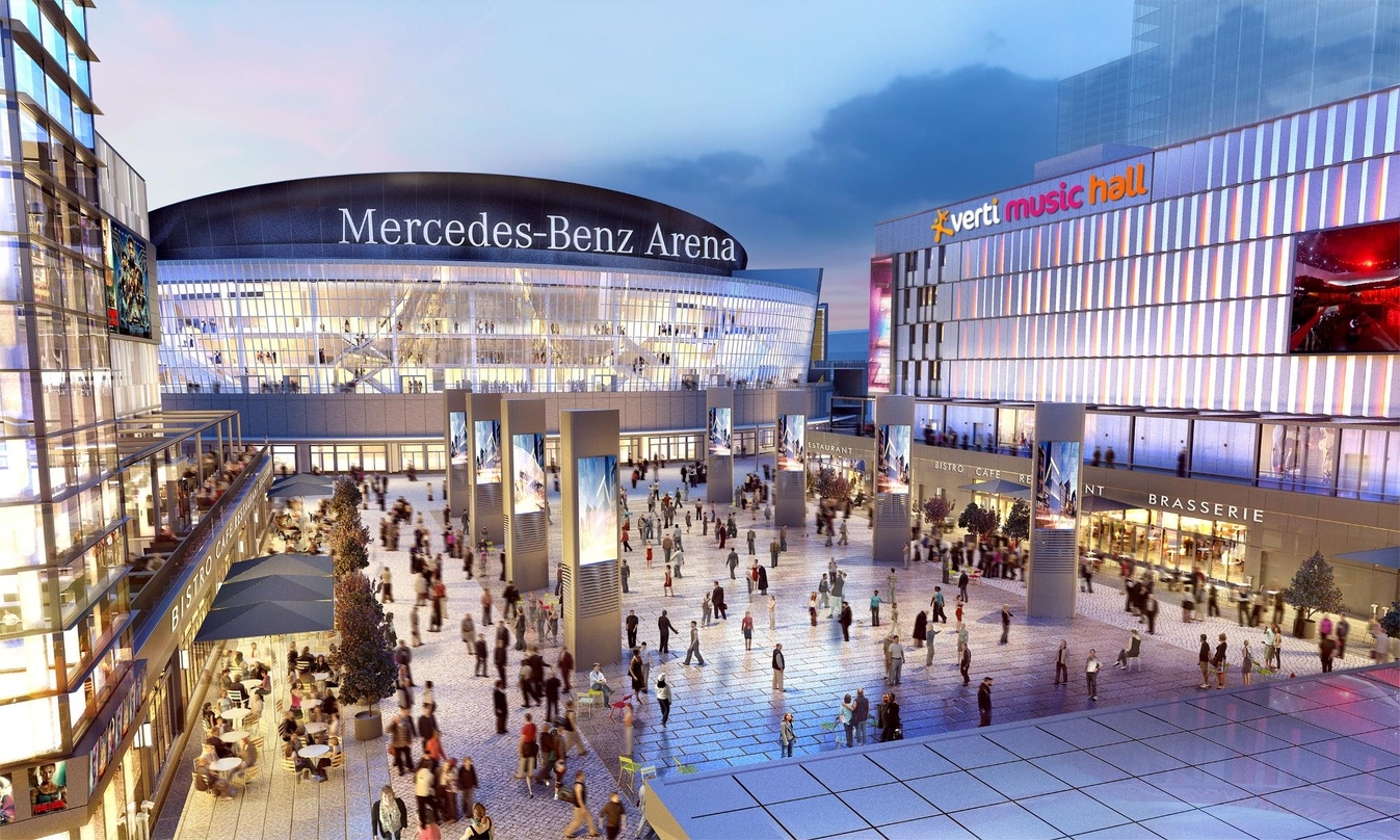 So soll er aussehen, wenn er am 13. Oktober eröffnet wird: der Mercedes Platz in Berlin