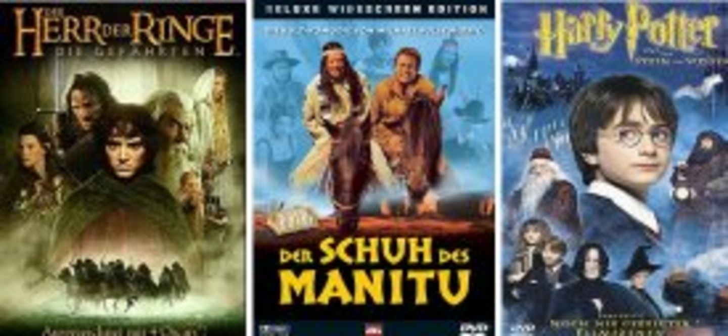 Topseller 2002 auf DVD und VHS: "Der Herr der Ringe - Die Gefährten", "Der Schuh des Manitu" und "Harry Potter und der Stein der Weisen"