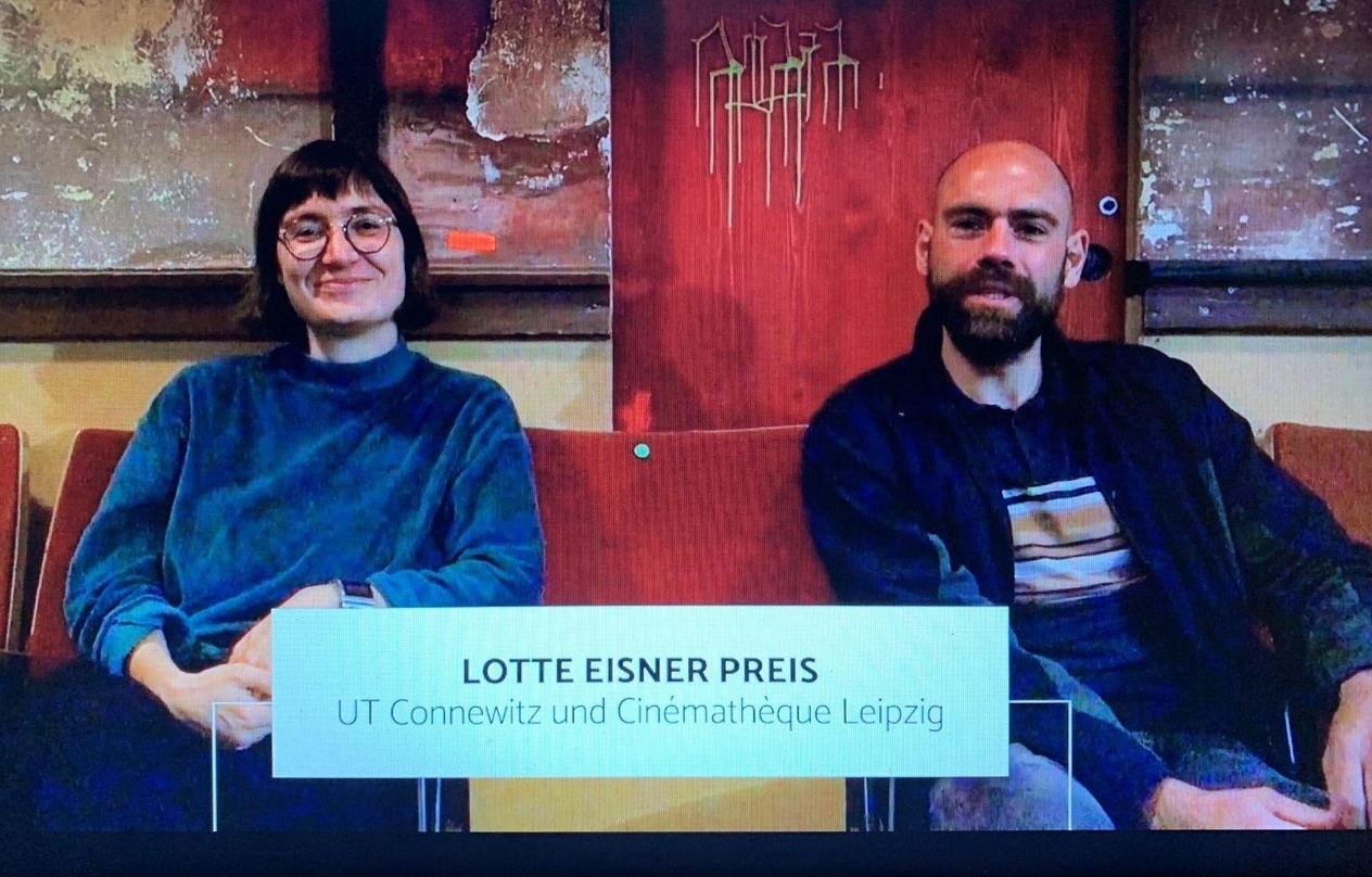 Katharina Franck (Cinémathèque) und Sebastian Gebeler (UT Connewitz) betonten, dass der gemeinsame Preis der kollegialen Stimmung in Leipzig entspreche
