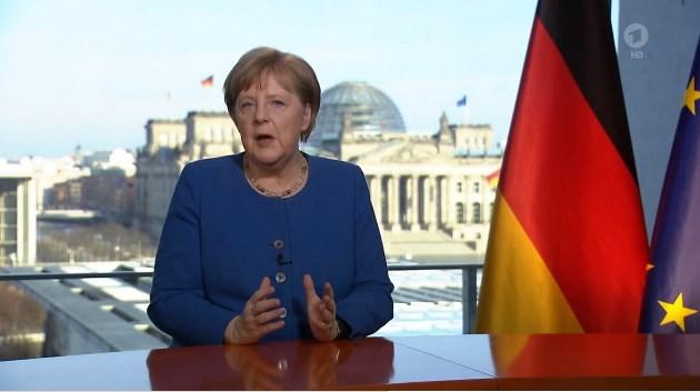 Bundeskanzlerin Angela Merkel bei ihrer Ansprache zur Corona-Krise