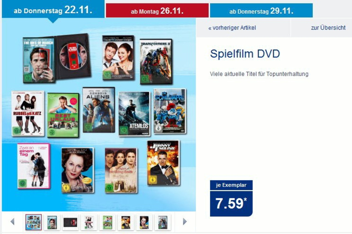 Auch Aldi Nord verkauft ab 22. November wieder DVDs