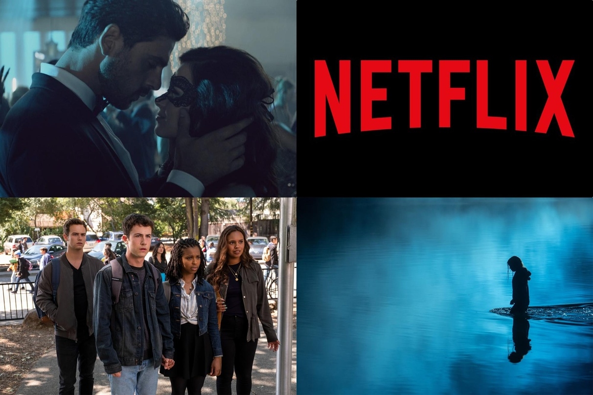 Filme und Serien auf Netflix: "365 Days" (l.o.), "Tote Mädchen lügen nicht" (l.u.) und die italienische Mystery-Serie "Curon" (r.u.)