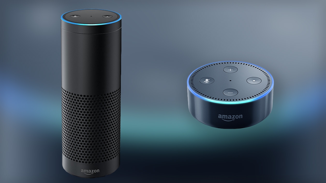 Amazons verständige Lautsprecher Echo (links) und Dot