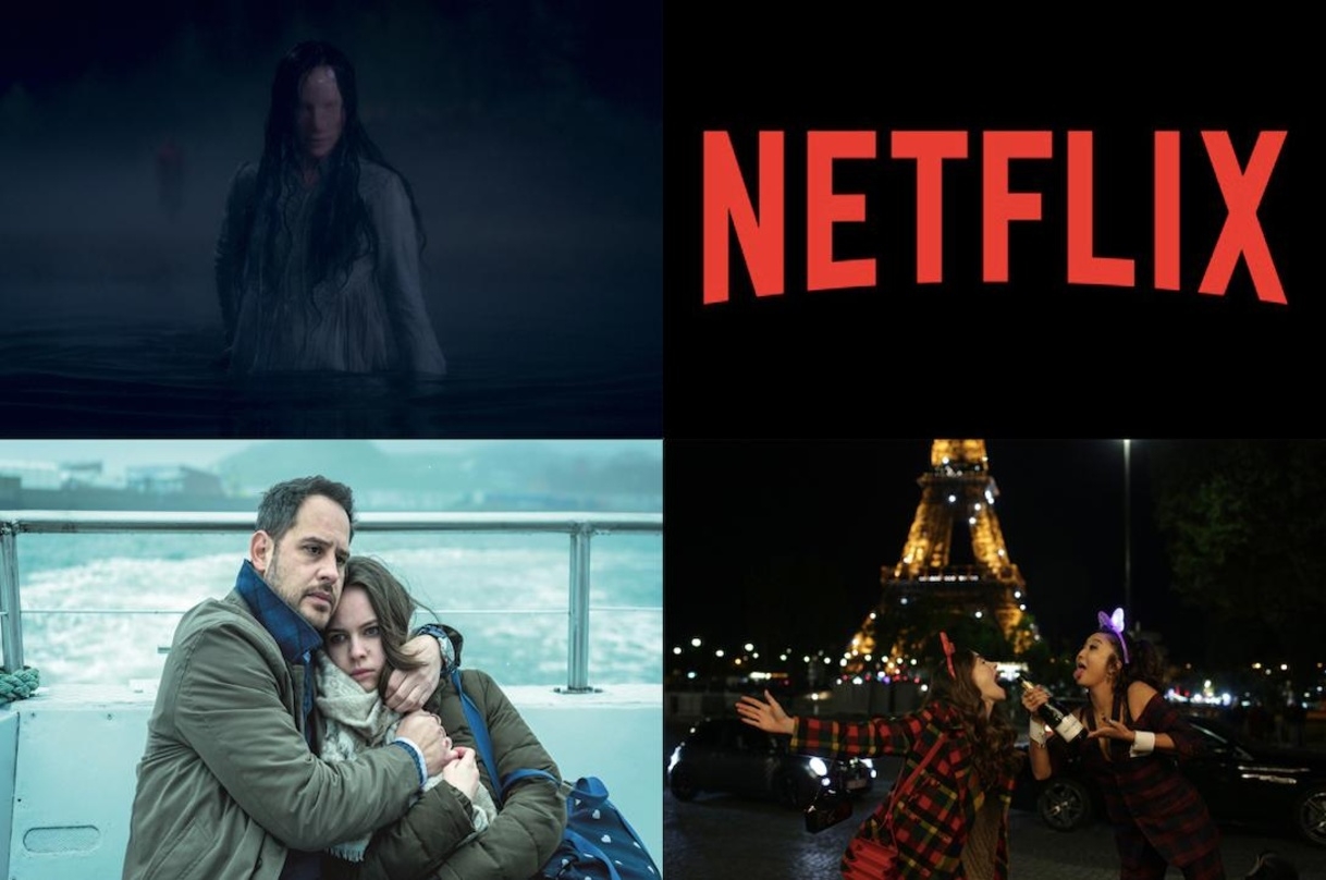 Erfolge auf Netflix: "Spuk in Bly Manor" (l.o.), "Abgeschnitten" (l.u.) und "Emily in Paris" (r.u.)