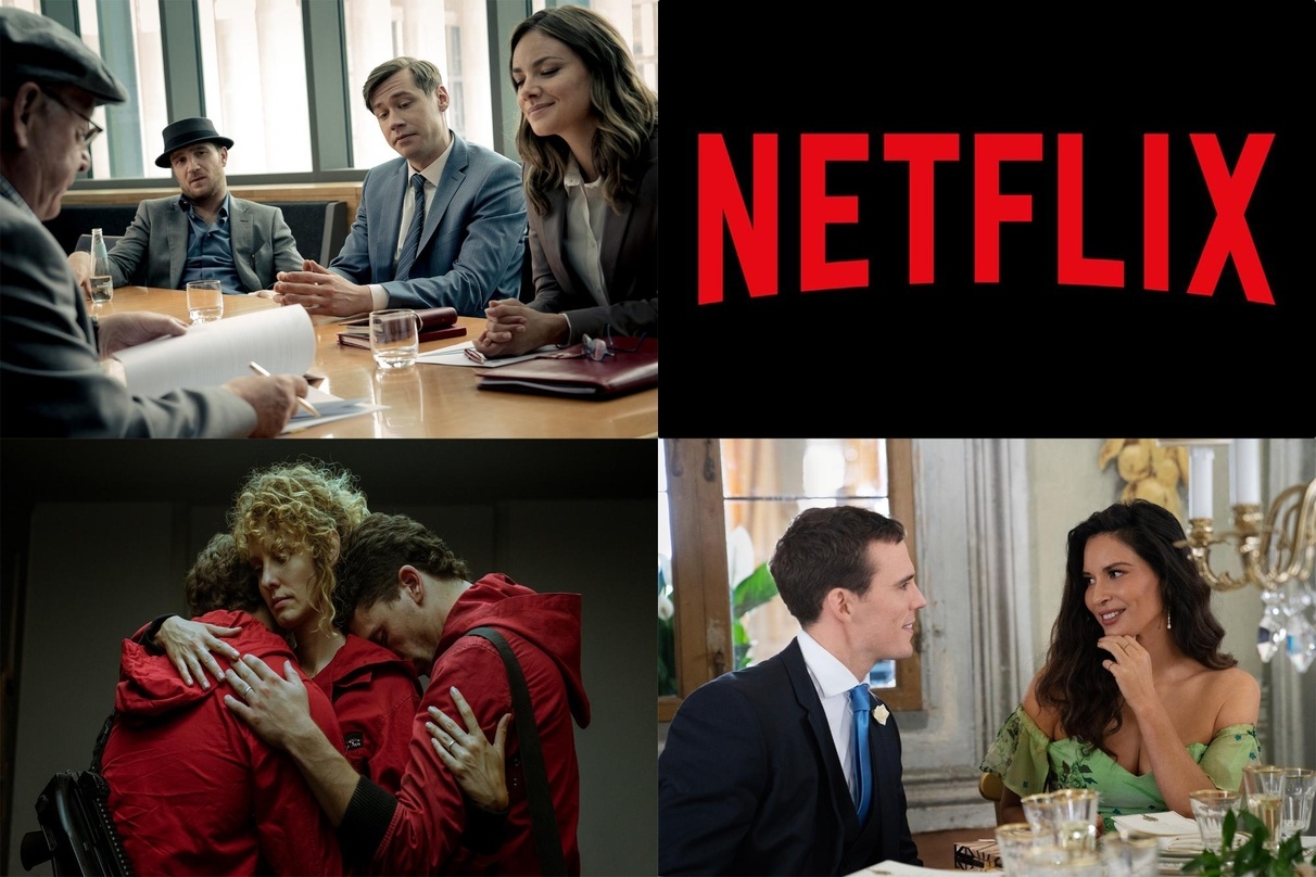 Netflix-Wochencharts: "Betonrausch" (l.o.), "Haus des Geldes" (l.u.) und "Love Wedding Repeat" (r.u.)