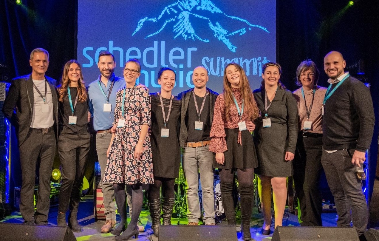 Beim Schedler Music Summit im Januar 2019 (von links): Rudi, Fiona und Alexander Schedler mit ihrem Team