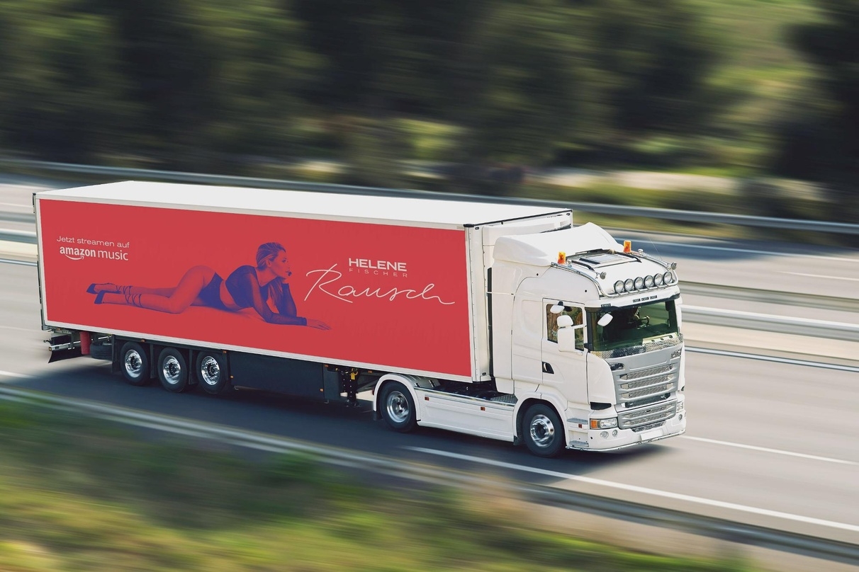 So sieht das Kampagnenmotiv aus: einer der 20 Trucks, die deutschlandweit im Lebensmitteltransport für mehr als vier Wochen im Einsatz sind