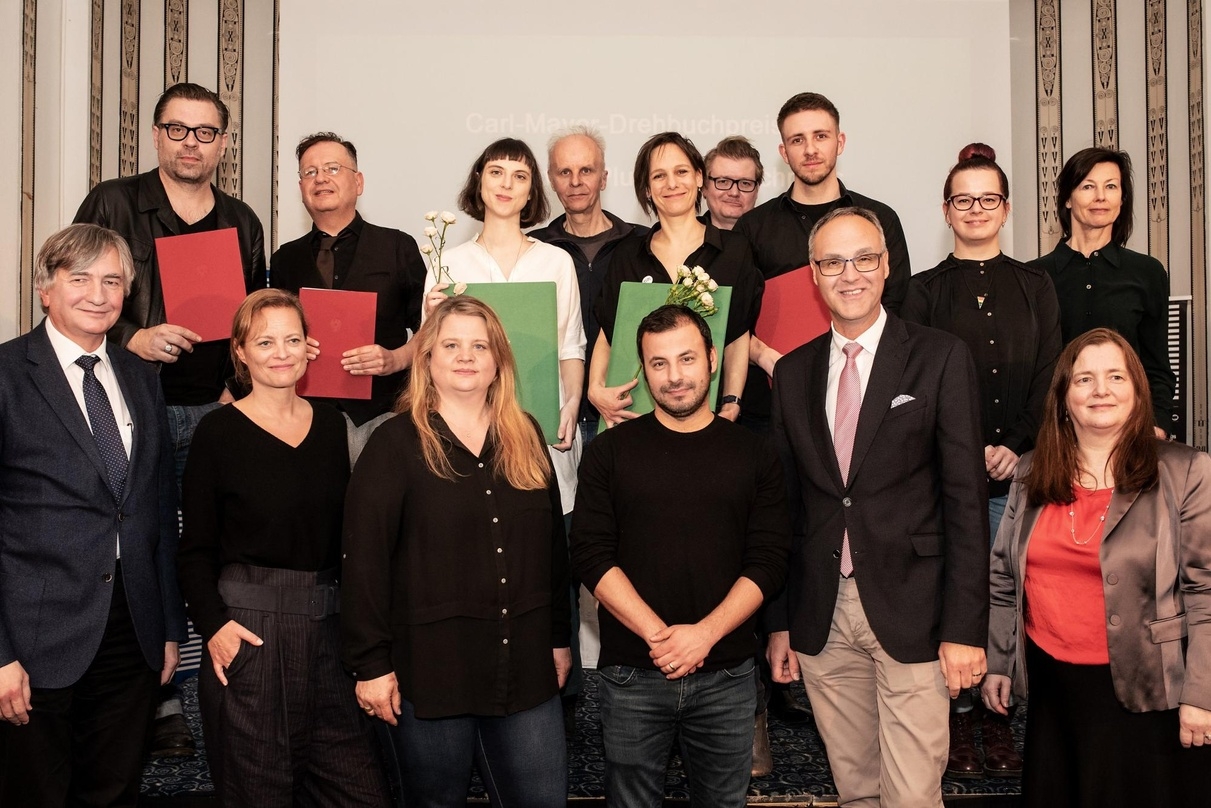 Gewinner, Stifter und Jurymitglieder beim Diagonale-Drehbuchpreis