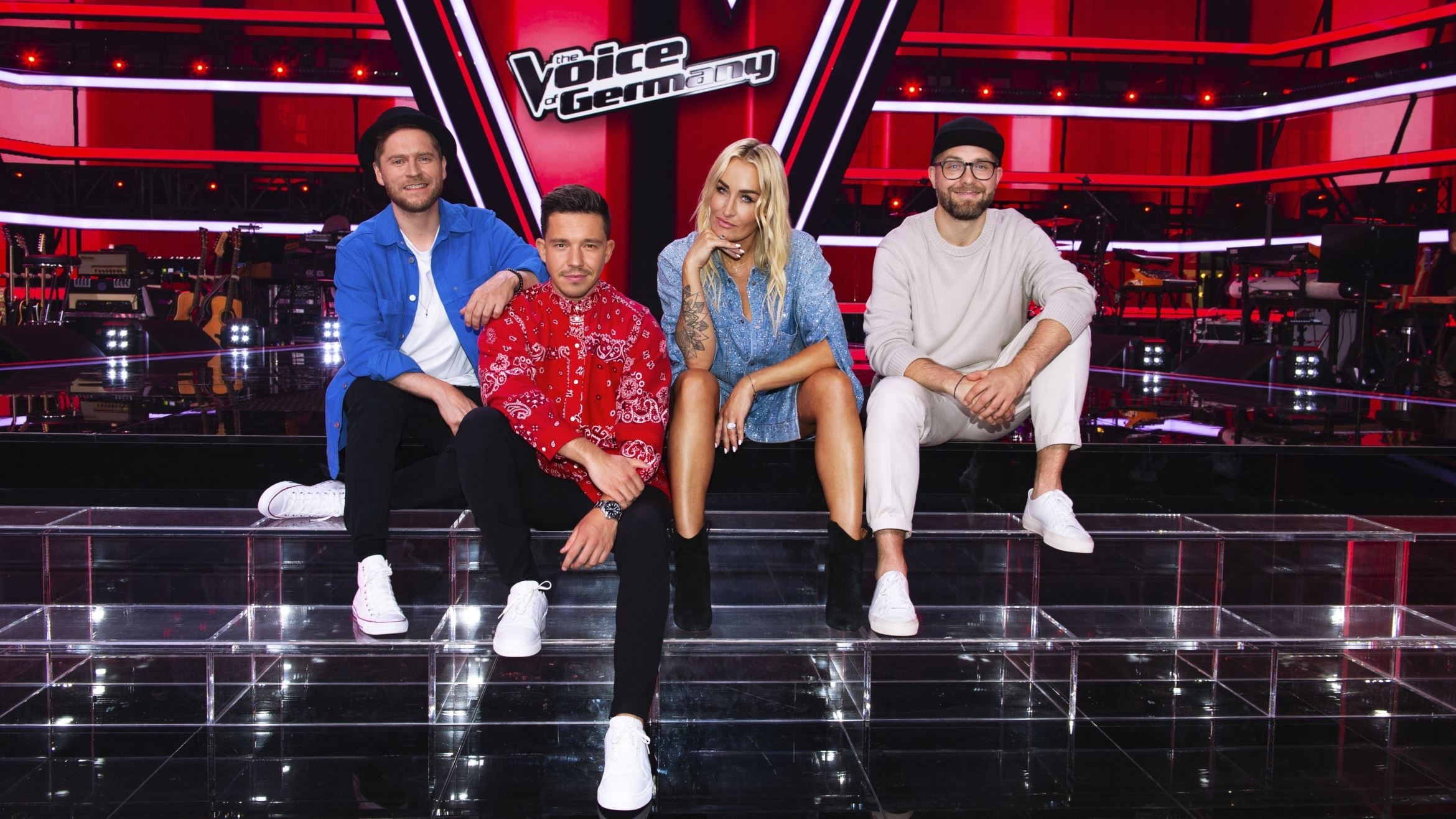 Johannes Oerding, Nico Santos, Sarah Connor und Mark Forster (v.l.n.r.) in "The Voice of Germany" - 