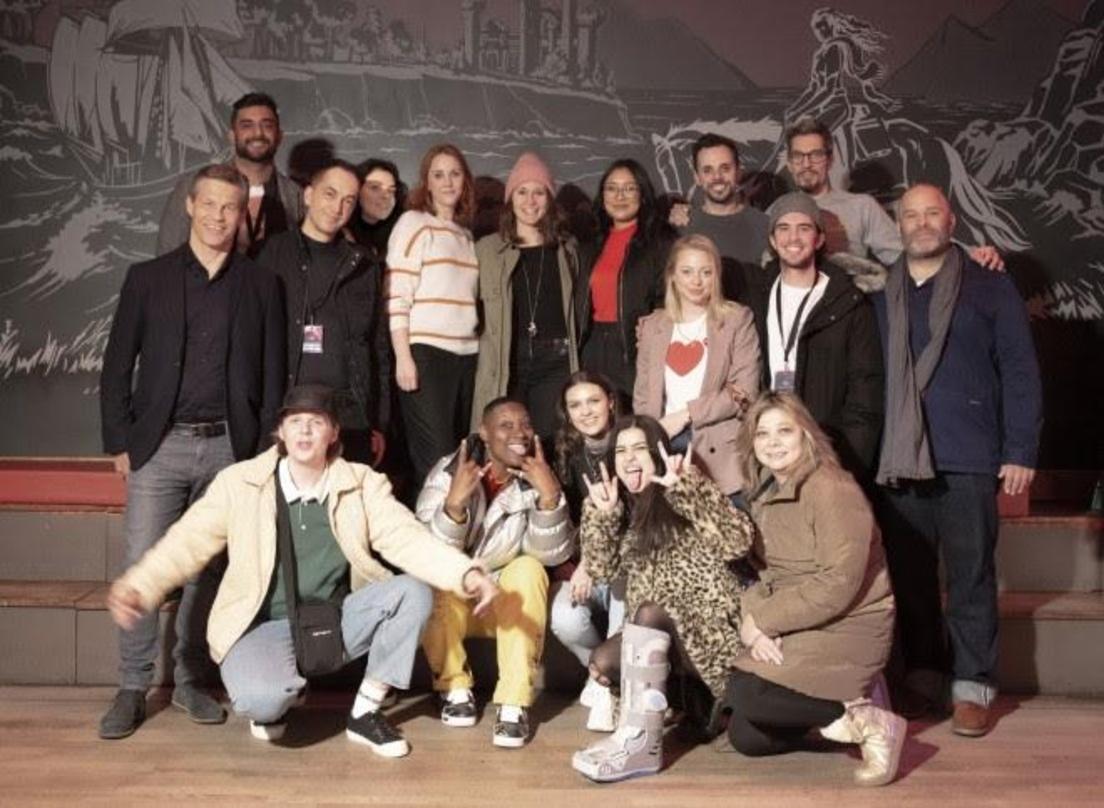 Beim Interscope Abend: die Künstler und ihr Team um Frank Briegmann (mittlere Reihe, links) und Ulf Zick (mittlere Reihe, rechts)