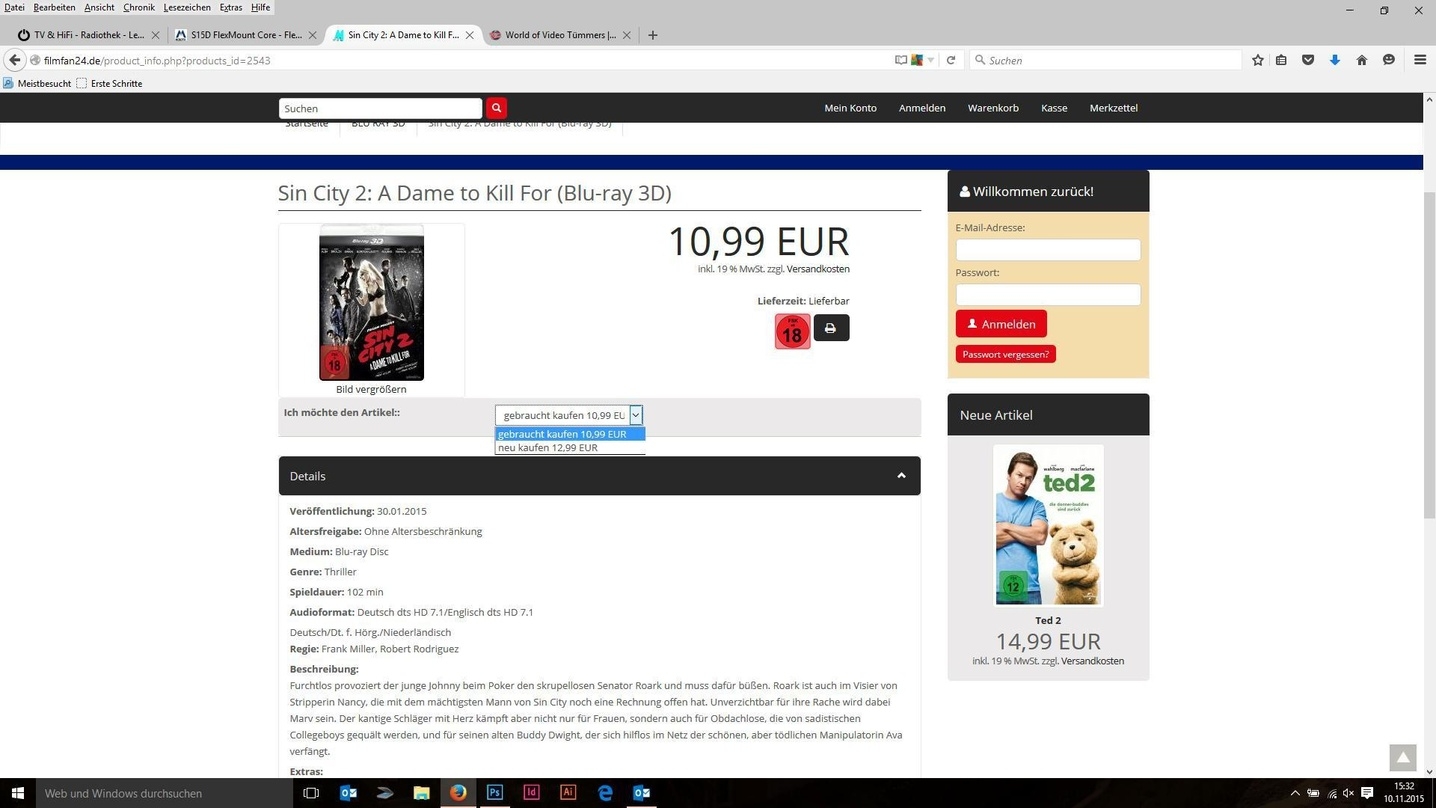 Screenshot einer Verkaufsseite (hier: www.filmfan24.de), die über "Shop2000?" gemanagt wird