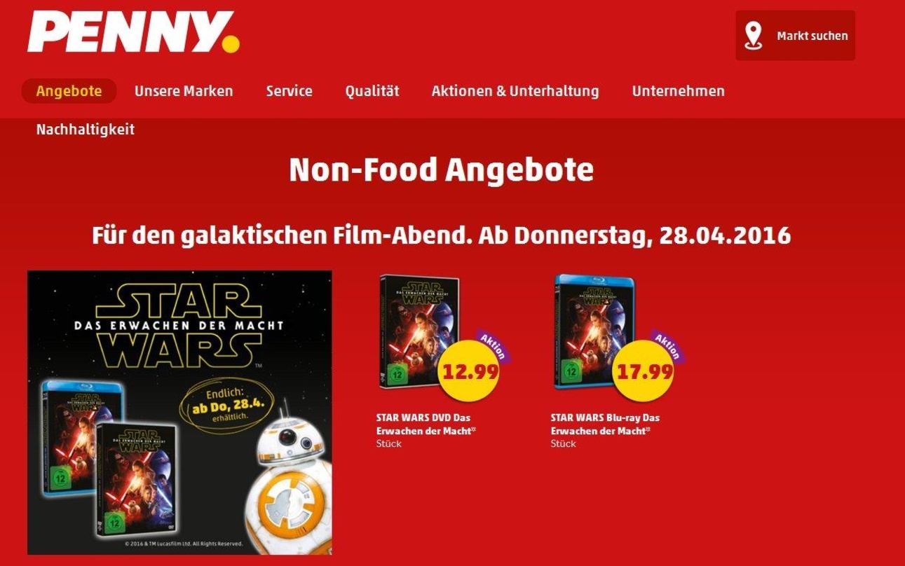 Penny hat zum Release "Star Wars" in der Nonfood-Aktion