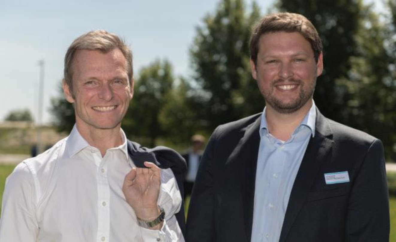 Planen eine neue Arena für den Raum München: Gert Waltenbauer (links) und Lorenz Schmid, die Geschäftsführer SWMunich Real Estate