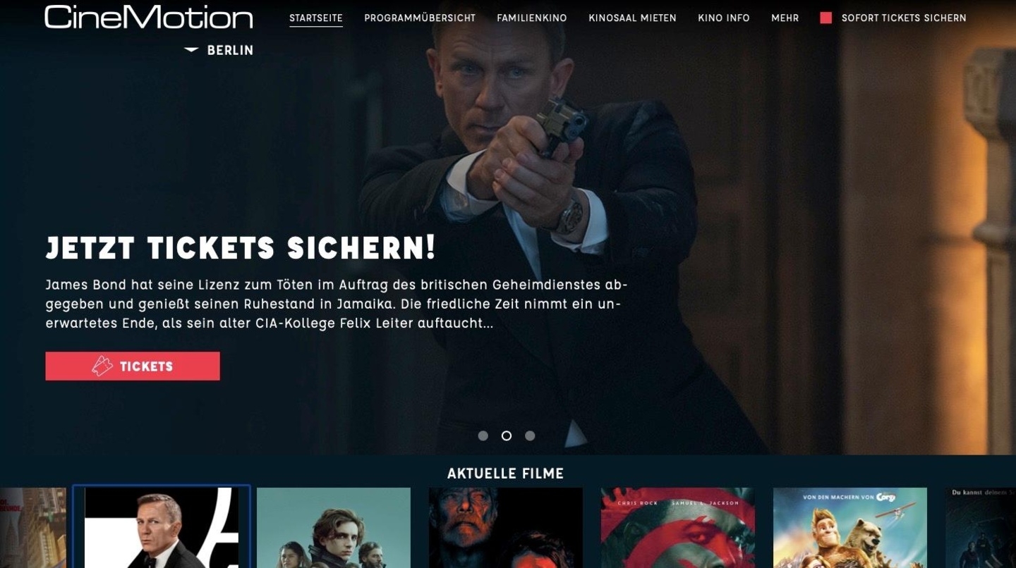 Schneller zum Ticket mit der neuen CineMotion-Website