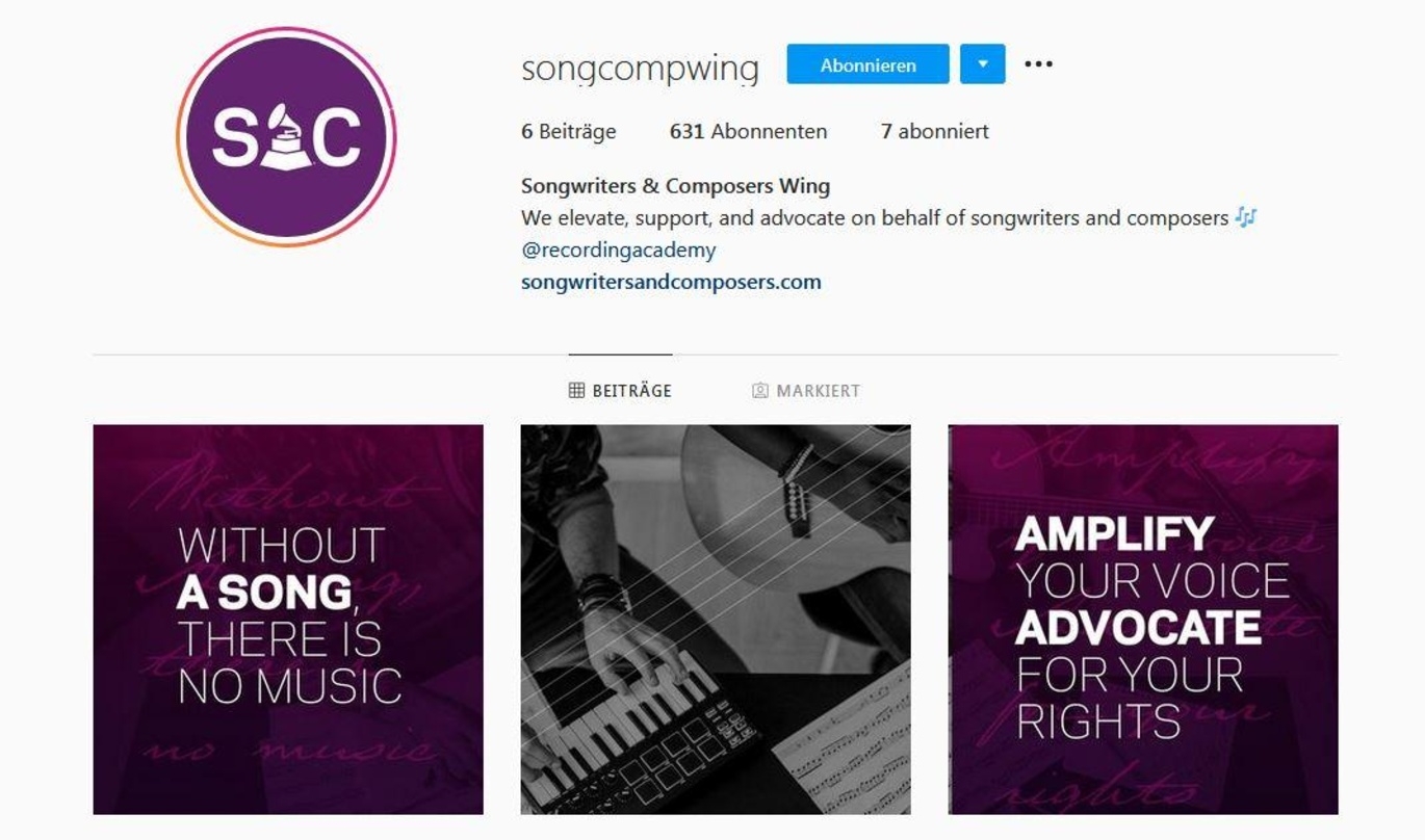 Neu gegründet: der "Songwriters & Composers Wing"