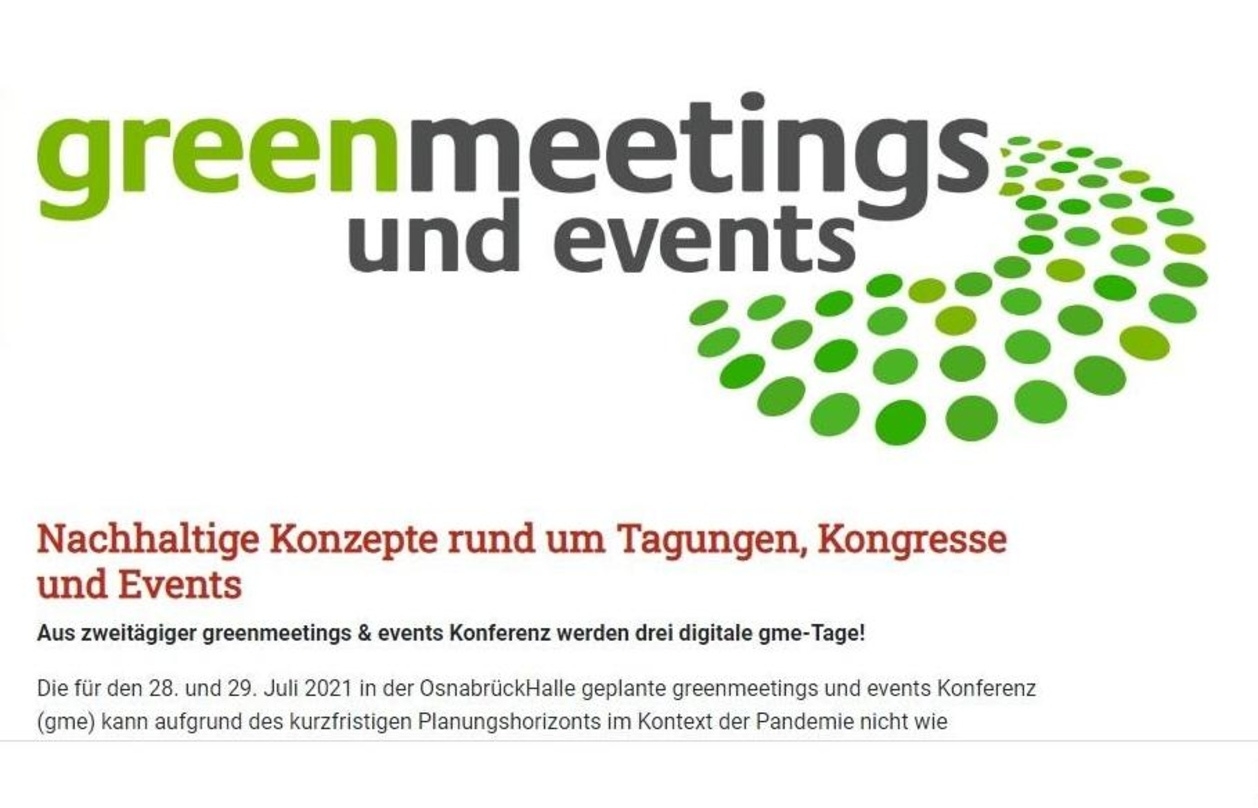 Verteilt auf drei digitale Tage: die greenmeetings und events Konferenz