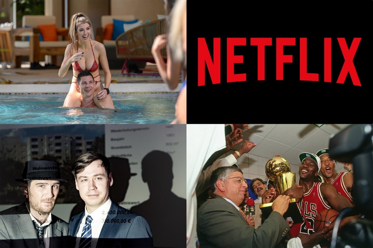 Netflix-Erfolge: "Finger weg" (l.o.), "Betonrausch" (l.u.) und "The Last Dance" (r.u.)