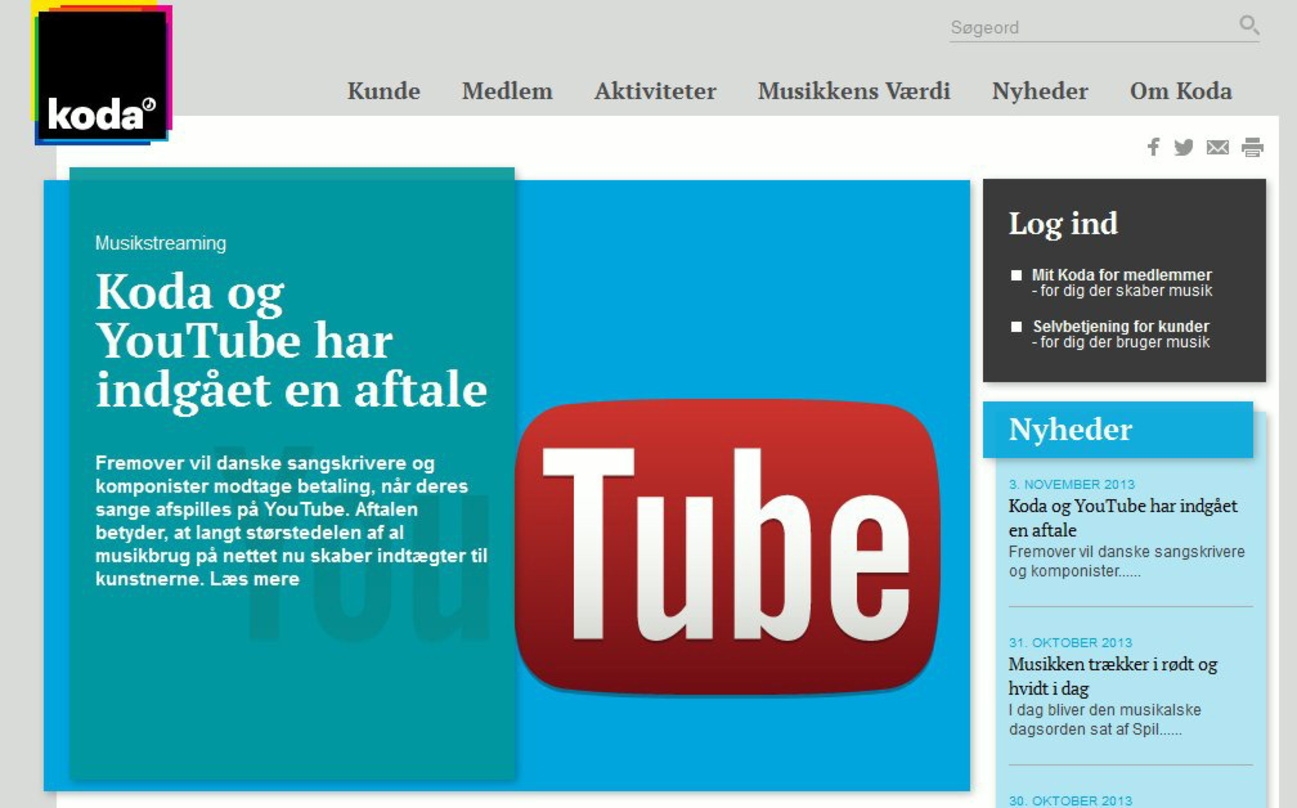 Sind sich einig: YouTube und die dänische KODA haben einen Lizenzvertrag geschlossen