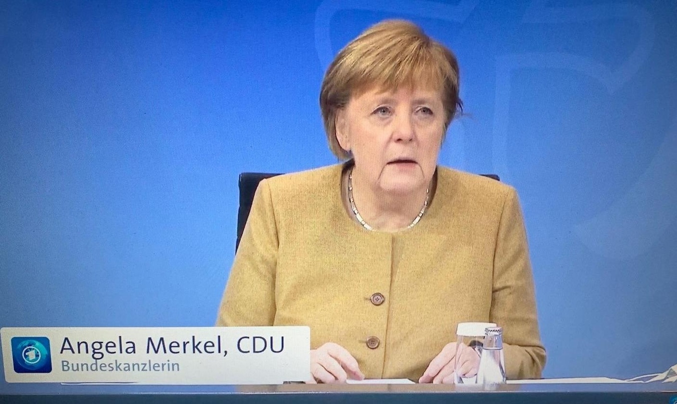 Bundeskanzlerin Angela Merkel bei der heutigen Pressekonferenz