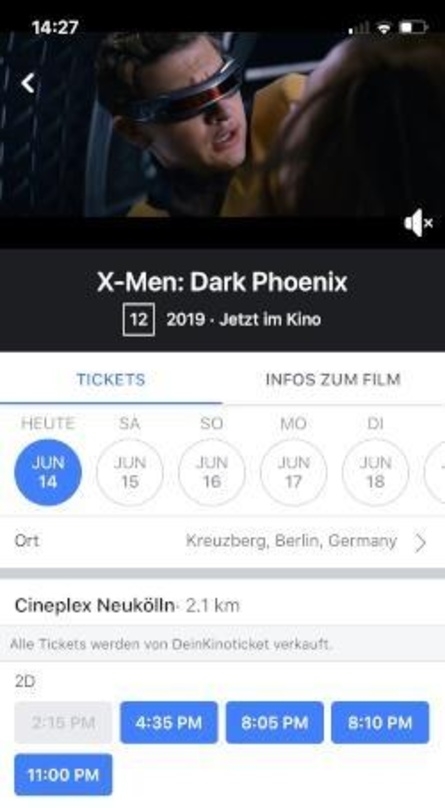 Der Kauf von Kinotickets zu aktuellen Filmen wie "X-Men: Dark Phoenix" kann künftig direkt über Facebook erfolgen