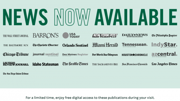 Sonst kostenpflichtige digitale Inhalte dieser Zeitungen sind in den USA bei Starbuck abrufbar.