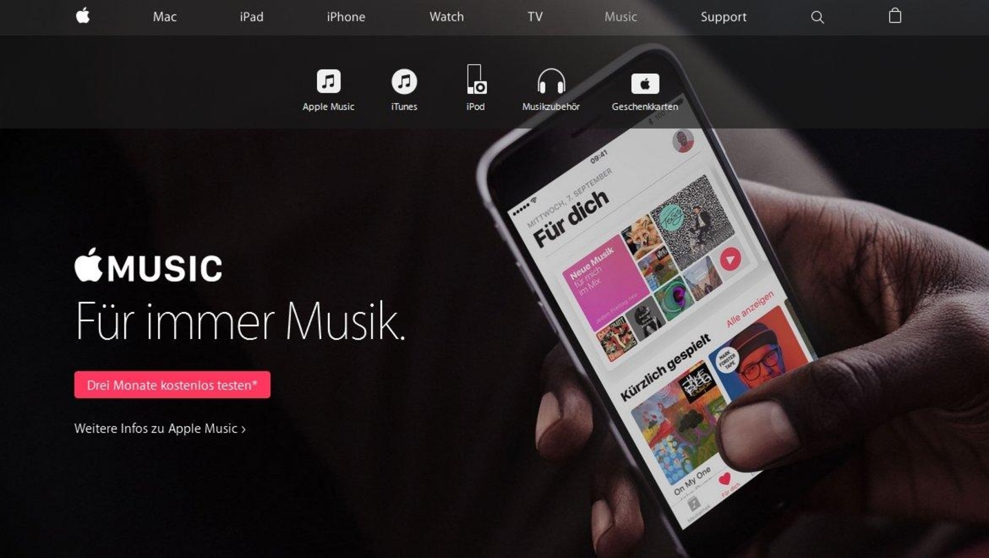 Kommt nach eineinhalb Jahren auf 20 Millionen zahlende Kunden: Der Streamingdienst Apple Music