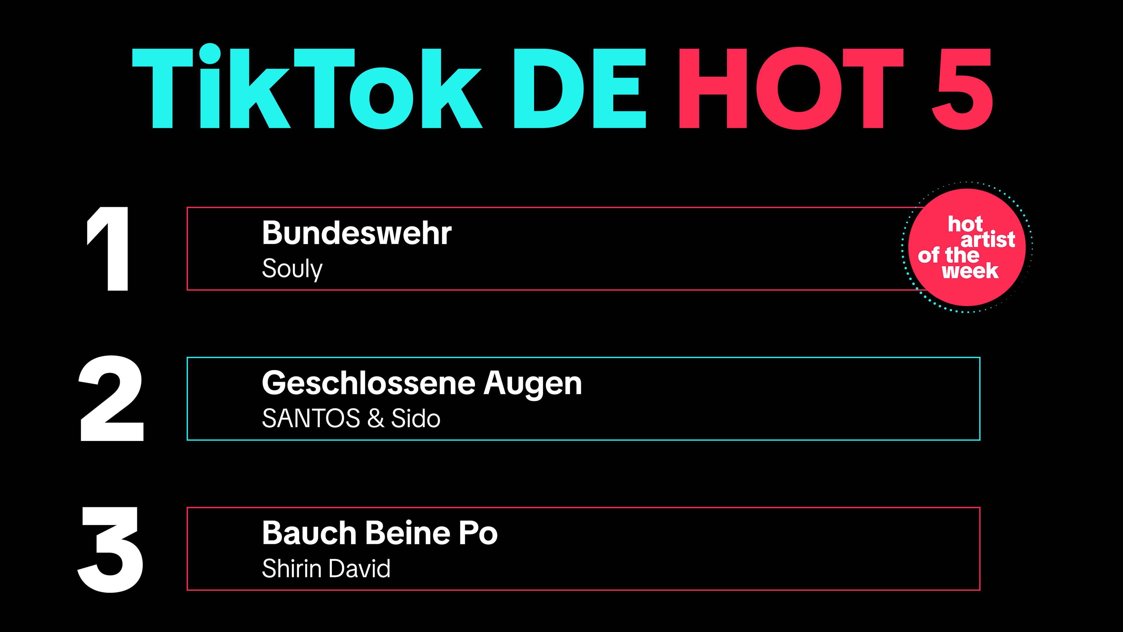 TikTok DE Hot 50 KW41: Souly tritt Dienst an der Spitze an