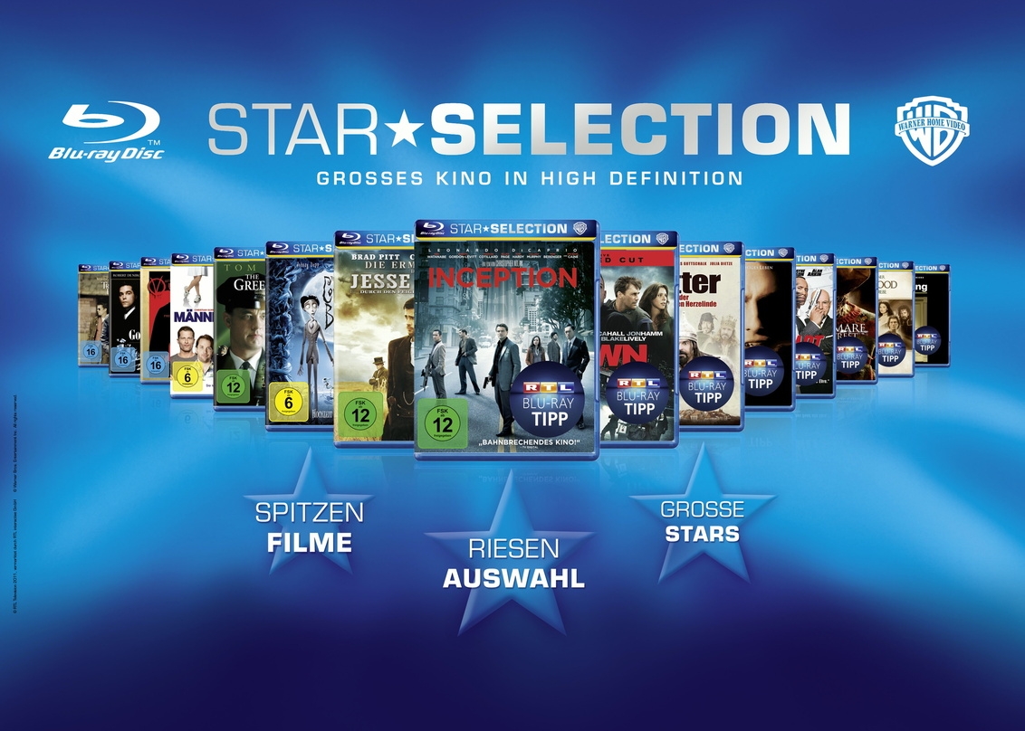 Die "Blu-ray Star Selection" von Warner ziert nun ein "RTL Blu-ray Tipp"-Sticker