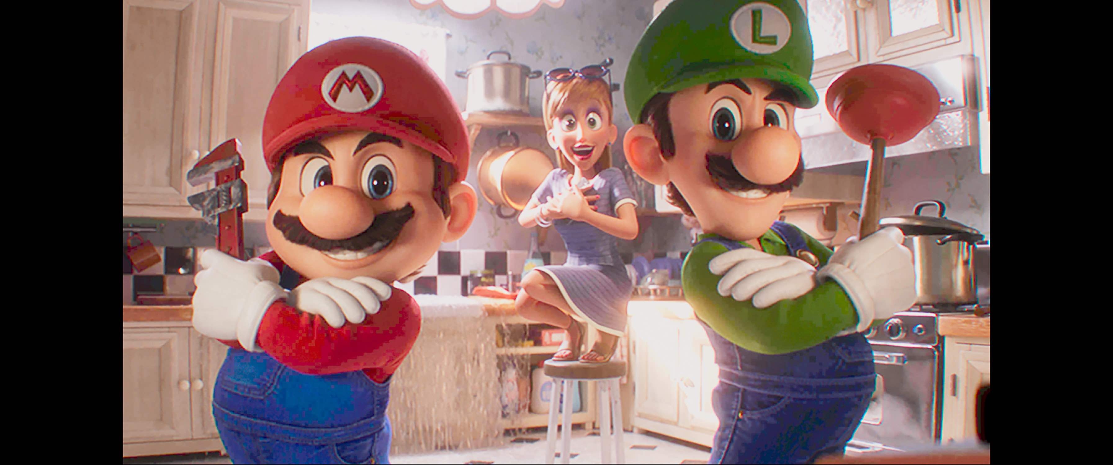 (from left) Mario (Chris Pratt) and Luigi (Charlie Day) in Nintendo and Illumination’s The Super Mario Bros. Movie, directed by Aaron Horvath and Michael Jelenic. 