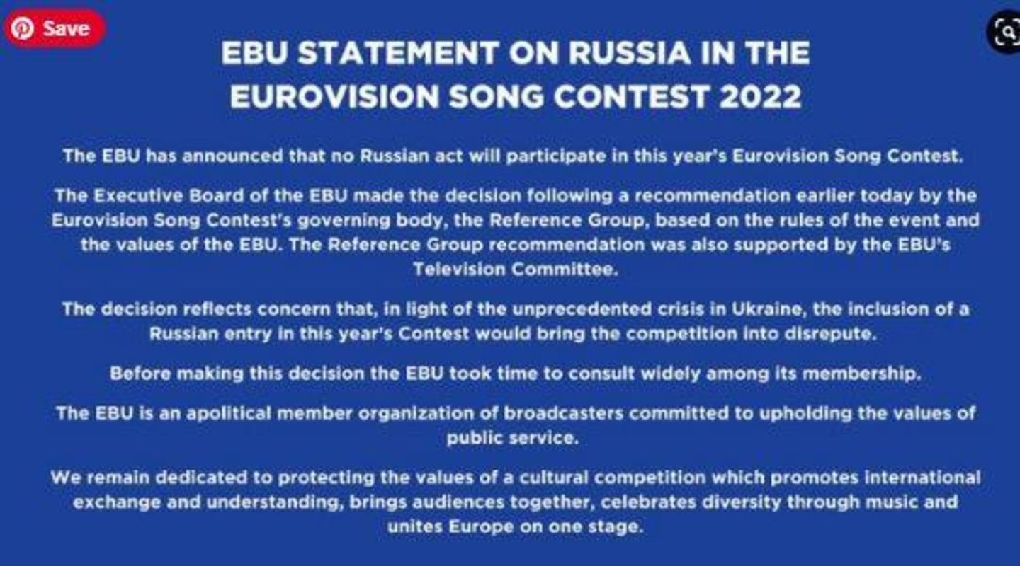 Das Statement der EBU zum ESC-Ausschluss von Russland