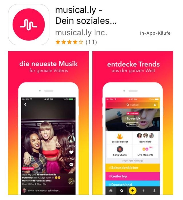 Künftig mit Anschluss an die Musikwelt von Apple: die App Musical.ly
