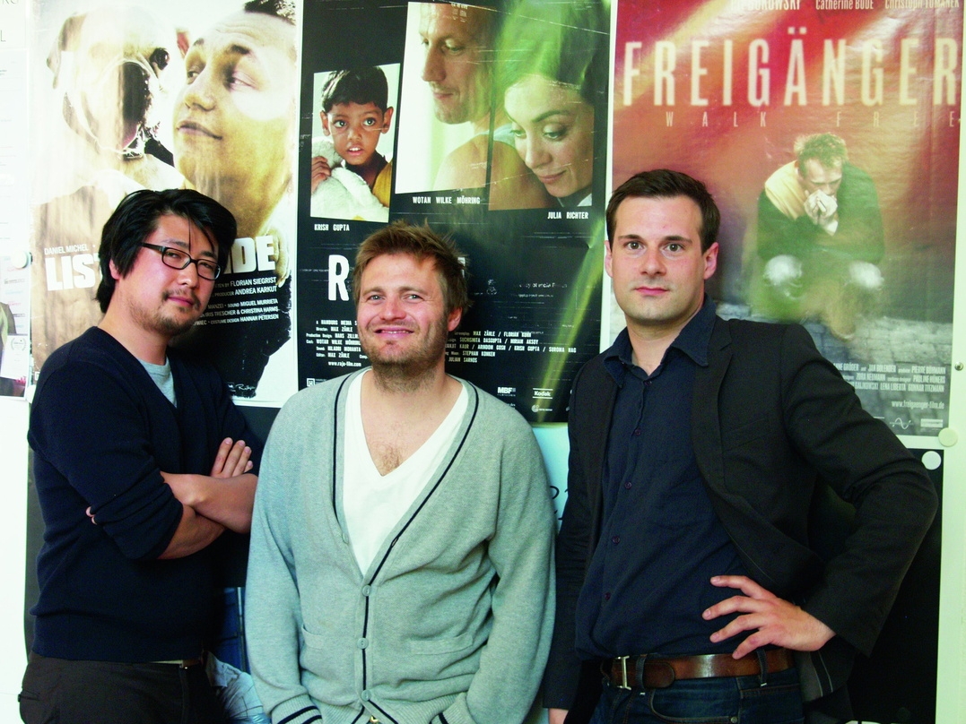 Das "Raju"-Team: Sin Huh (Kameramann), Max Zähle (Regisseur) und Stefan Gieren (Producer)