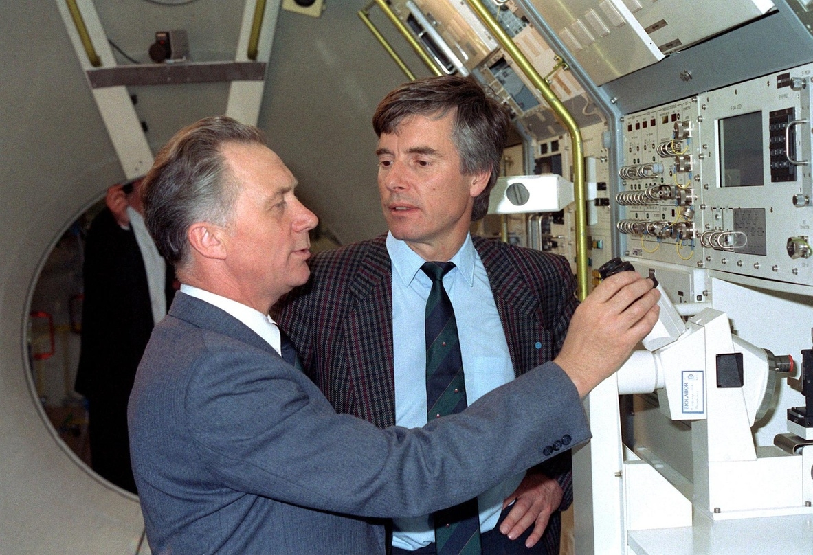 Die beiden deutschen Raumfahrer Sigmund Jähn und Ulf Merbold 