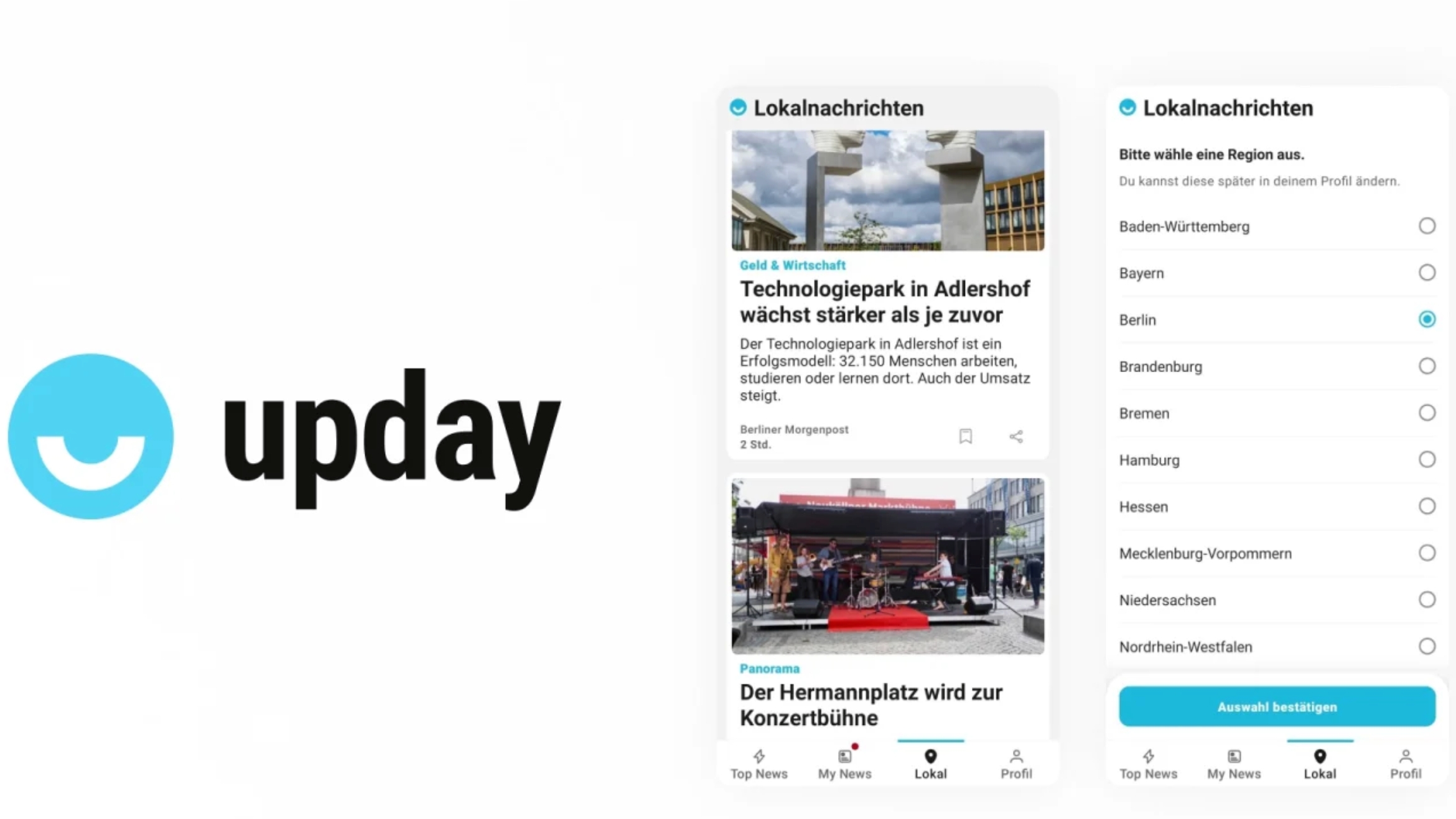 Die Android-App Upday will als lokale Newsquelle relevant sein –