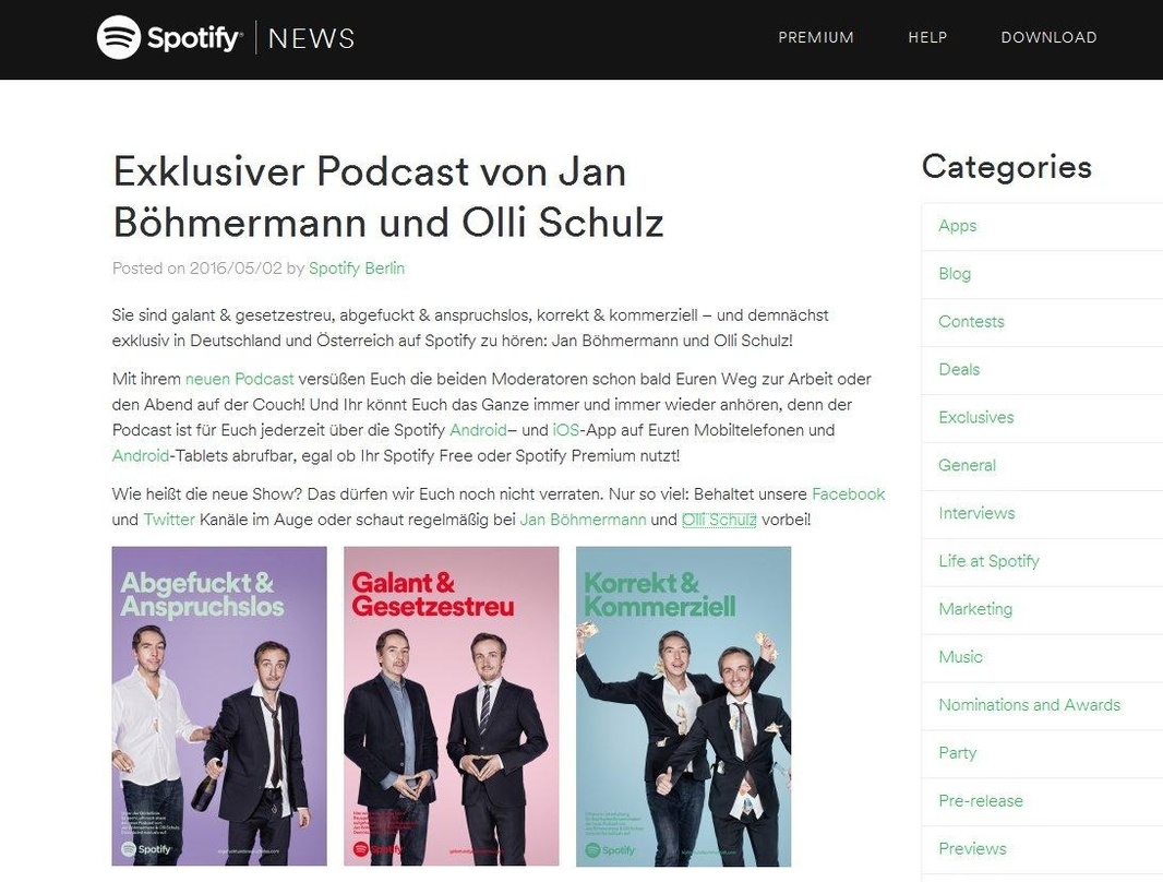 Auf dem Weg vom öffentlich-rechtlichen Rundfunk in den Streamingmarkt: Spotify bestätigt die Zusammenarbeit mit Olli Schulz und Jan Böhmermann