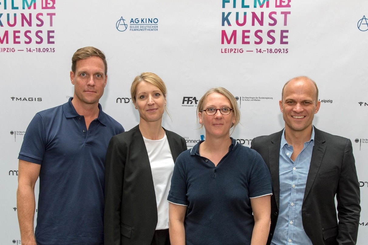 Das Filmkunstmesse-Team der AG Kino-Gilde: Felix Bruder, Christin Schubert, Hendrike Bake und Christian Bräuer (v.l.)