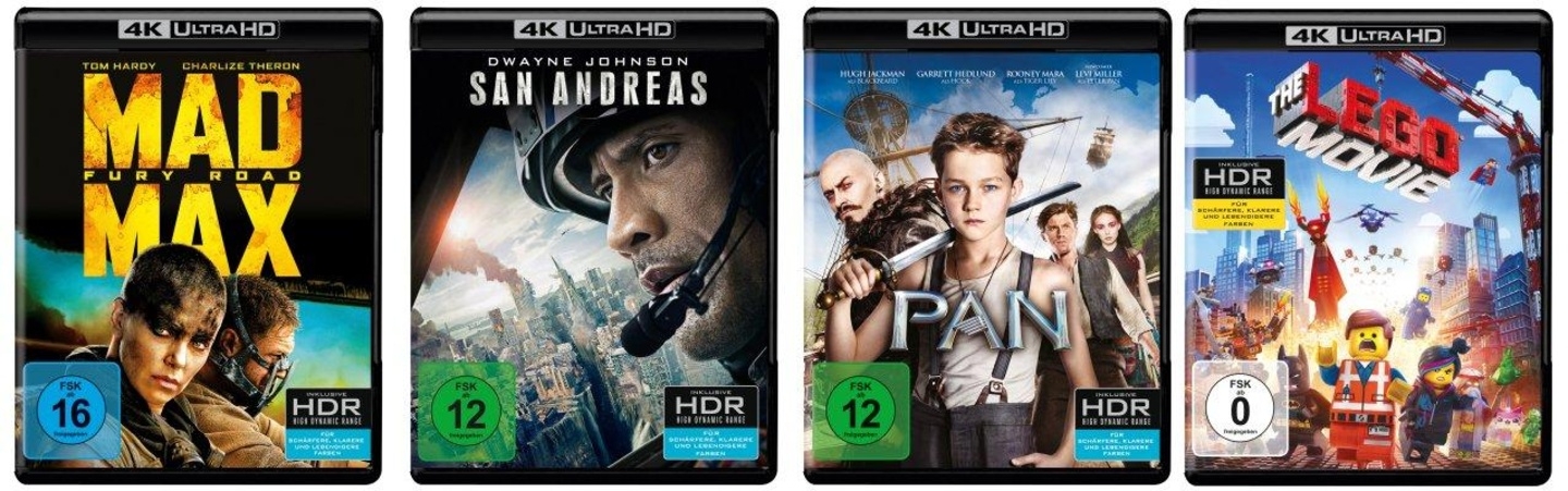 Diese vier Titel sind am 7. April die ersten UHD Blu-rays von Warner