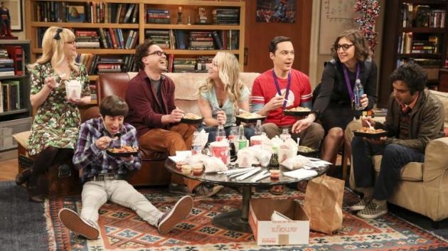 "The Big Bang Theory": Bernadette (Melissa Rauch), Howard Wolowitz (Simon Helberg), Leonard Hofstadter (Johnny Galecki), Penny (Kaley Cuoco), Sheldon Cooper (Jim Parsons), Amy Farrah Fowler (Mayim Bialik), Rajesh Koothrappali (Kunal Nayyar) (v.l.n.r.)